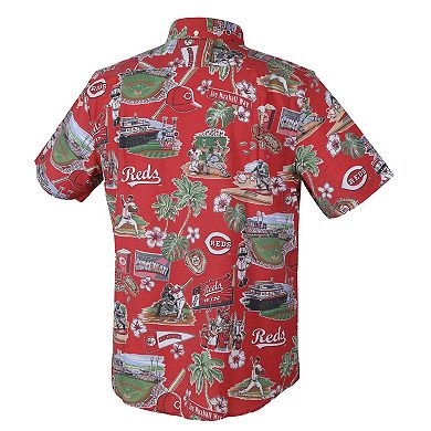 Men's Reyn Spooner Red Cincinnati Reds Scenic Tri-Blend Button-Down Shirt