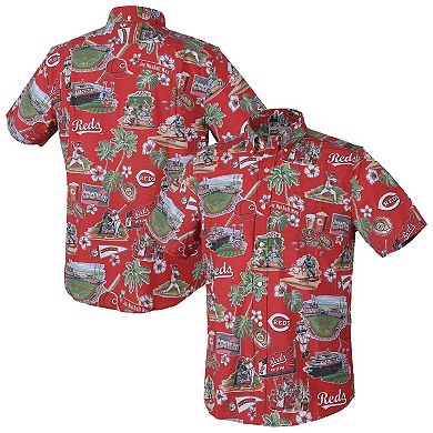 Men's Reyn Spooner Red Cincinnati Reds Scenic Tri-Blend Button-Down Shirt