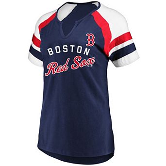 Women's Profile Navy Boston Red Sox Arched Notch Neck T-Shirt