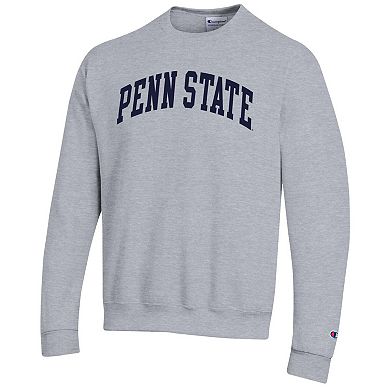 Men's Champion Heather Gray Penn State Nittany Lions Basic Arch Fleece Pullover Sweatshirt