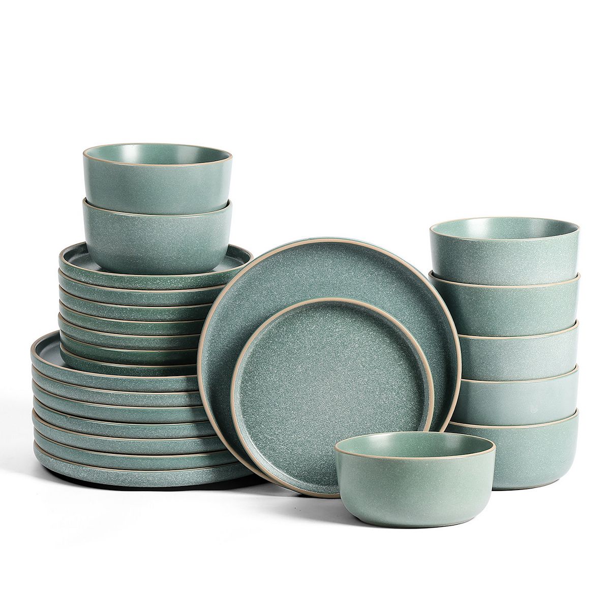 Earth & Clay 24-pc. Amber Stoneware Dinnerware Set - Green