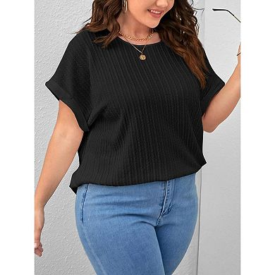Women's Summer Loose Oversized T-Shirt Casual Solid Round Neck Classics Top