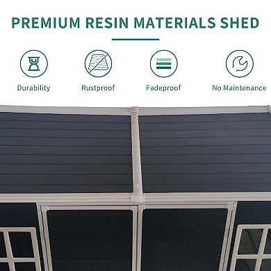 Mondawe 6x8ft Double-Wall Resin Galvanized Steel Frame Outdoor Spacious Durable Storage Shed