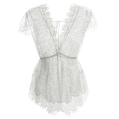 Women's Ava Lace Boyshort Romper with Sweetheart Neckline