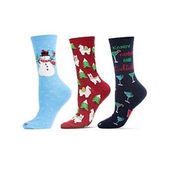 3 Pair Bundle Women's Holiday Crew Socks