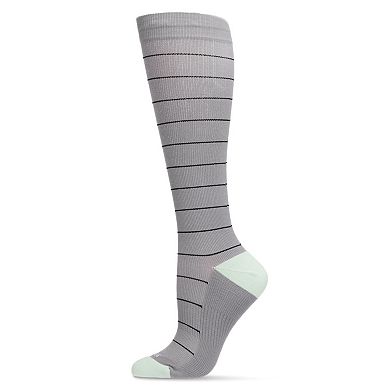 Women's Thin Striped Antimicrobial Nylon 15-20mmHg Graduated Compression Socks