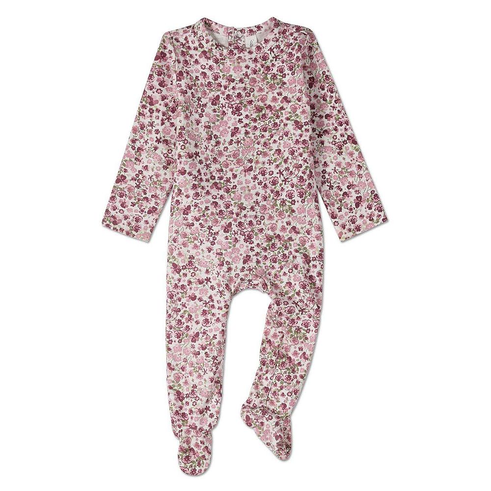 Floret Print Footie Set-Cream/Pink