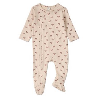 Girls Princess Bows Side Snap Cotton Blend Footie