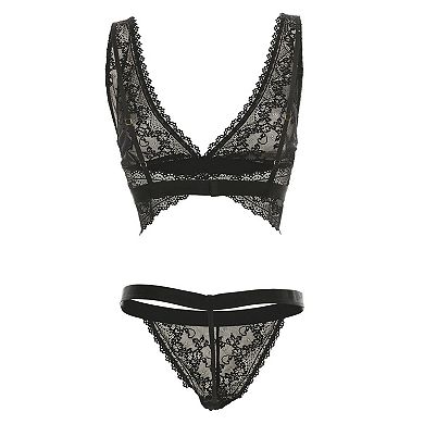 Women's Fleur Lace Bralette & Matching G-String Set