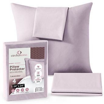 Circles Home 100% Cotton Throw Pillow Protector With Zipper (4 Pack)