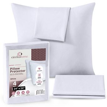 Circles Home 100% Cotton Throw Pillow Protector With Zipper (4 Pack)