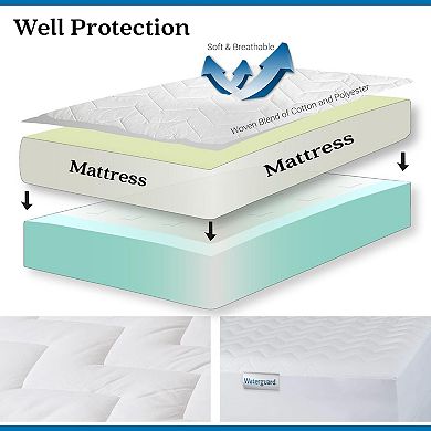 Waterguard Waterproof Quilted Mattress Pad Protector White