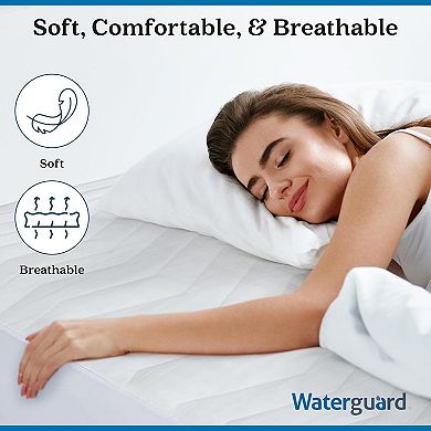 Waterguard Waterproof Quilted Mattress Pad Protector White