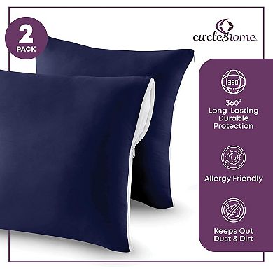 Circles Home 100% Cotton Breathable Throw Pillow Protector (2 Pack)