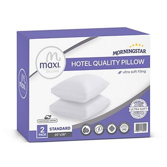 Maxi 100% Cotton Down Alternative Vacuum Packed Pillows White (2 Pack)