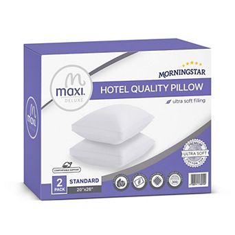 Maxi 100% Cotton Down Alternative Vacuum Packed Pillows White (2 Pack)