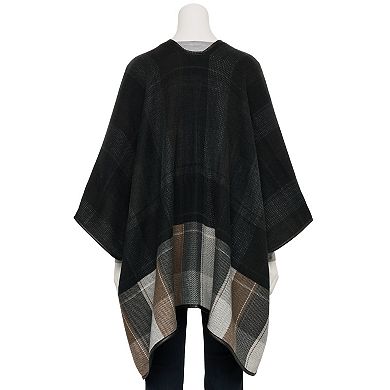 Women's Sonoma Goods For Life® Plaid Ruana With Middle Clasp