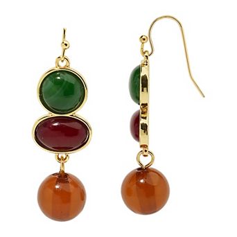 Emberly Gold Tone Multi-Stone Linear Drop Earrings