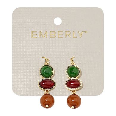 Emberly Gold Tone Multi-Stone Linear Drop Earrings