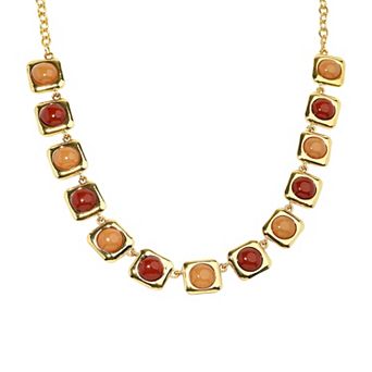 Emberly Gold Tone Multi-Gemstone Collar Necklace