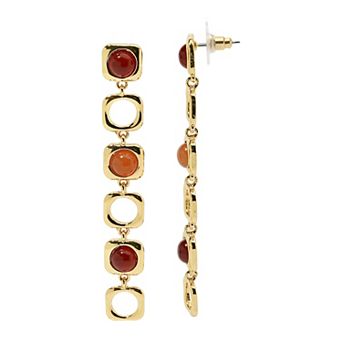 Emberly Gold Tone Gemstone Linear Drop Earrings