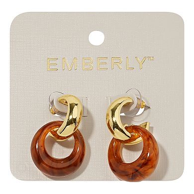 Emberly Gold Tone Double Hoop Earrings