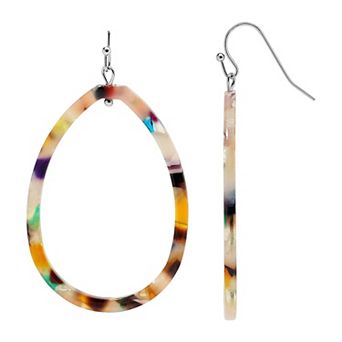 Emberly Silver Tone Acetate Teardrop Drop Earrings