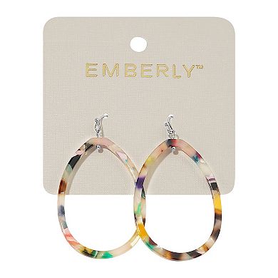Emberly Silver Tone Acetate Teardrop Drop Earrings