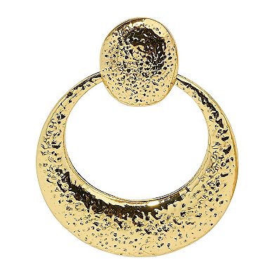 Emberly Gold Tone Hammered Doorknocker Earrings