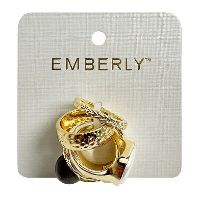 Emberly Gold Tone 5-pk. Simulated Pearl & Simulated Stone Ring Set