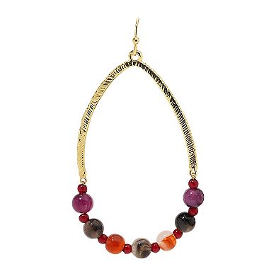 Emberly Gold Tone Fish Hook Teardrop Bead Earrings