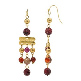 Emberly Gold Tone Gemstone Dangle Earrings