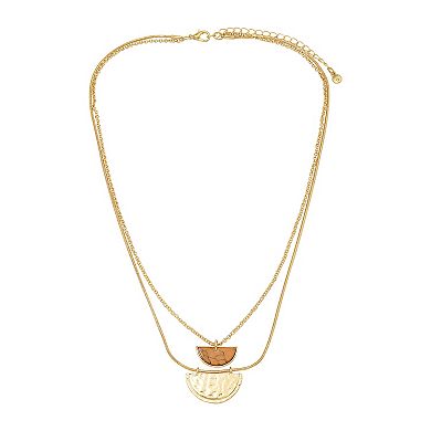 Emberly Gold Tone 2 Row Chain Pendant Necklace