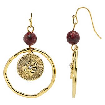 Emberly Gold Tone Fish Hook Bead & Ring Earrings