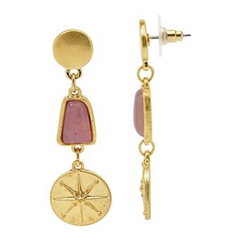 Emberly Gold Tone Gemstone Drop Earrings