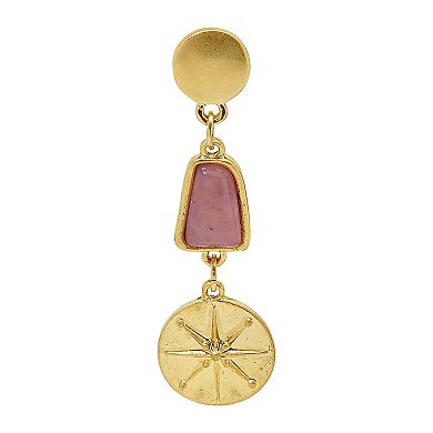 Emberly Gold Tone Gemstone Drop Earrings