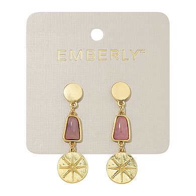 Emberly Gold Tone Gemstone Drop Earrings