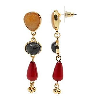 Emberly Gold Tone Gemstone Drop Post Earrings