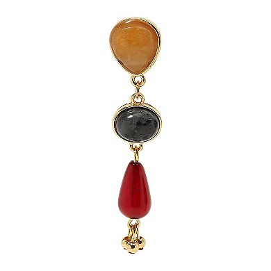 Emberly Gold Tone Gemstone Drop Post Earrings