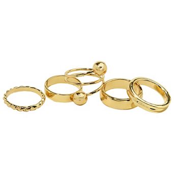 Emberly Gold Tone 5 pk Twist Ring Set