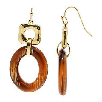 Emberly Gold Tone Fish Hook Animal Acrylic Earrings