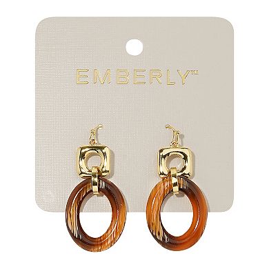 Emberly Gold Tone Fish Hook Animal Acrylic Earrings
