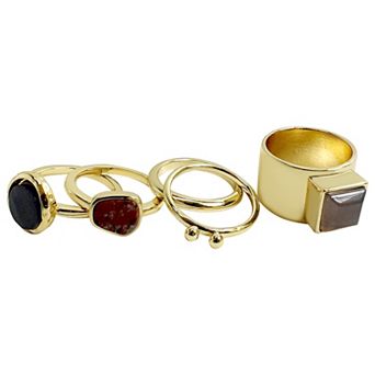 Emberly Gold Tone 5 pk Simulated Stone Ring Set