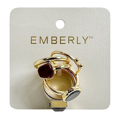 Emberly Gold Tone 5-pk. Simulated Stone Ring Set