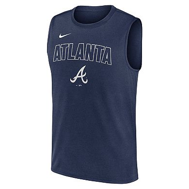 Men's Nike Navy Atlanta Braves Knockout Performance Muscle Tank Top