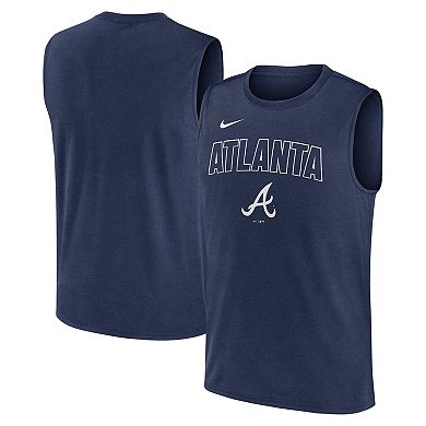 Men's Nike Navy Atlanta Braves Knockout Performance Muscle Tank Top