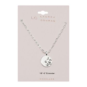 LC Lauren Conrad Silver Tone Chain Disc Pendant Necklace