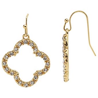 LC Lauren Conrad Gold Tone Pave Fish Hook Earrings