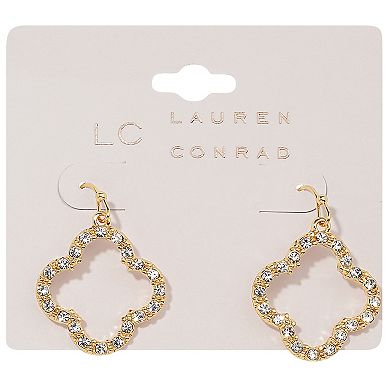 LC Lauren Conrad Gold Tone Pave Fish Hook Earrings