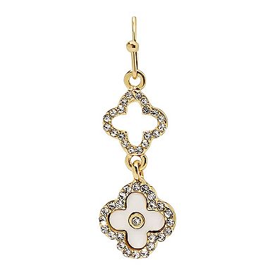 LC Lauren Conrad Gold Tone Pave Clover Linear Earrings